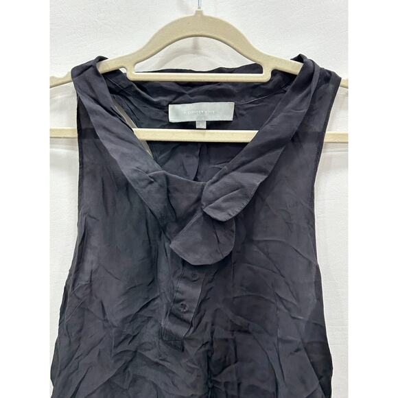 Alexander Wang Womens Ruffle Front Blouse Racerback Sleeveless Black Size 0 - Picture 2 of 8